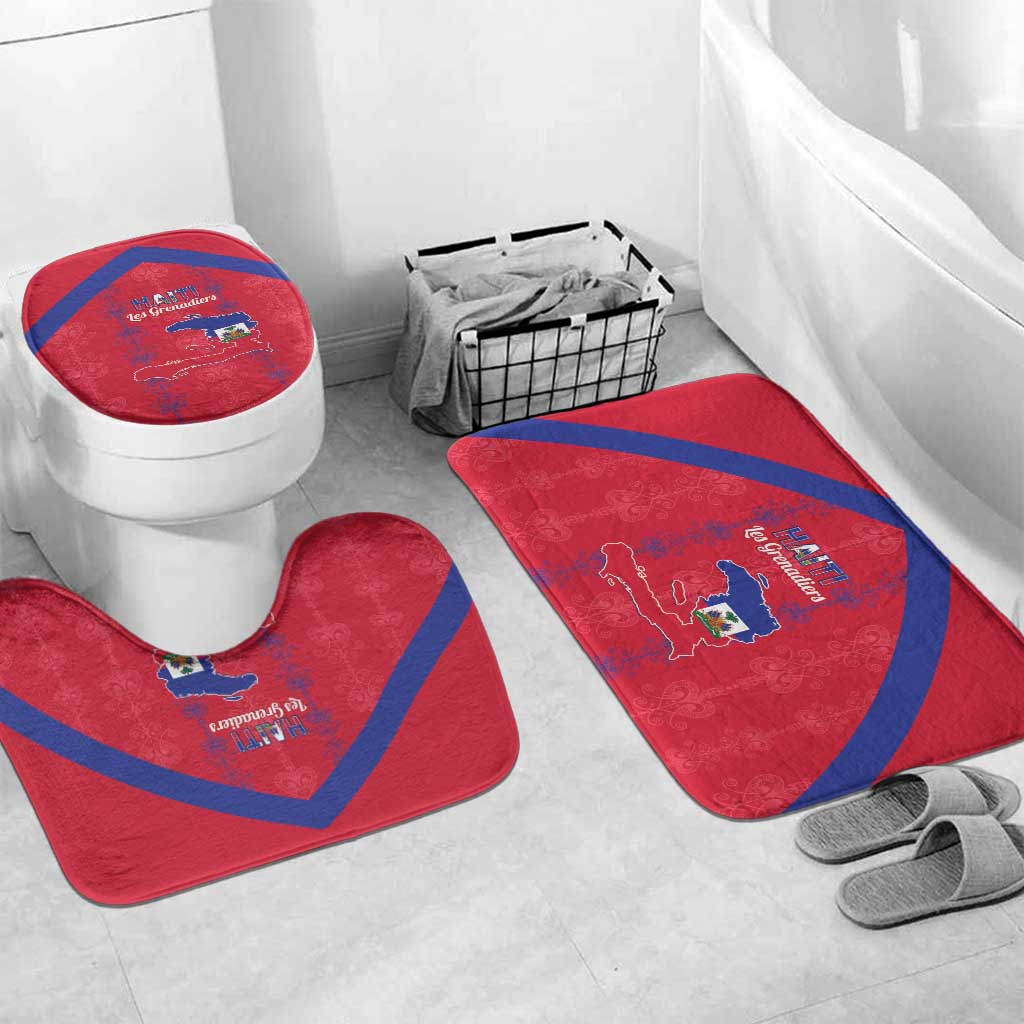 Haiti Football Bathroom Set Les Grenadiers Veve Vodou Red - Wonder Print Shop