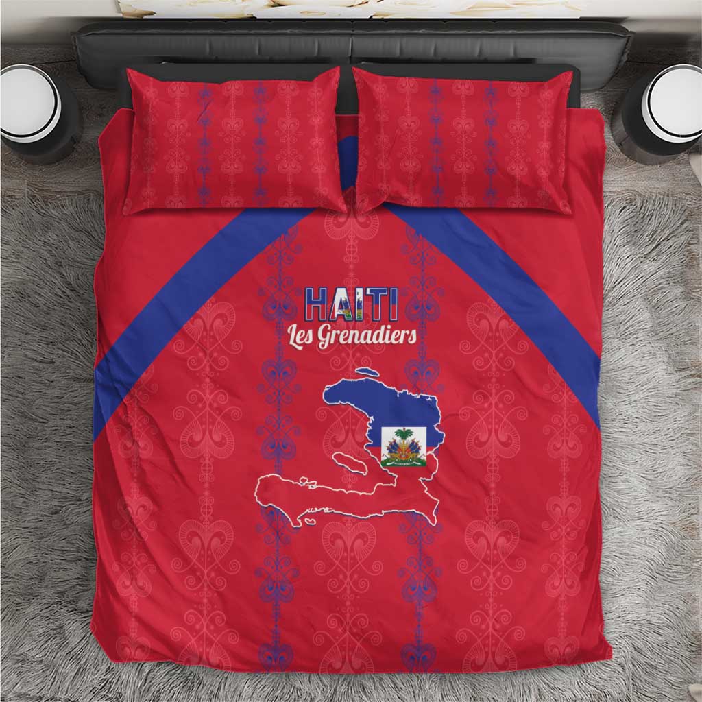 Haiti Football Bedding Set Les Grenadiers Veve Vodou Red - Wonder Print Shop