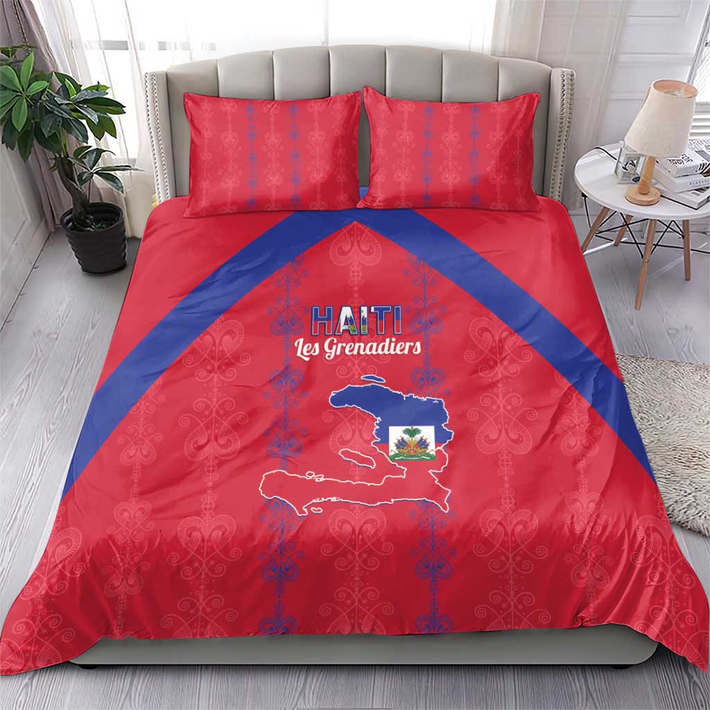 Haiti Football Bedding Set Les Grenadiers Veve Vodou Red - Wonder Print Shop