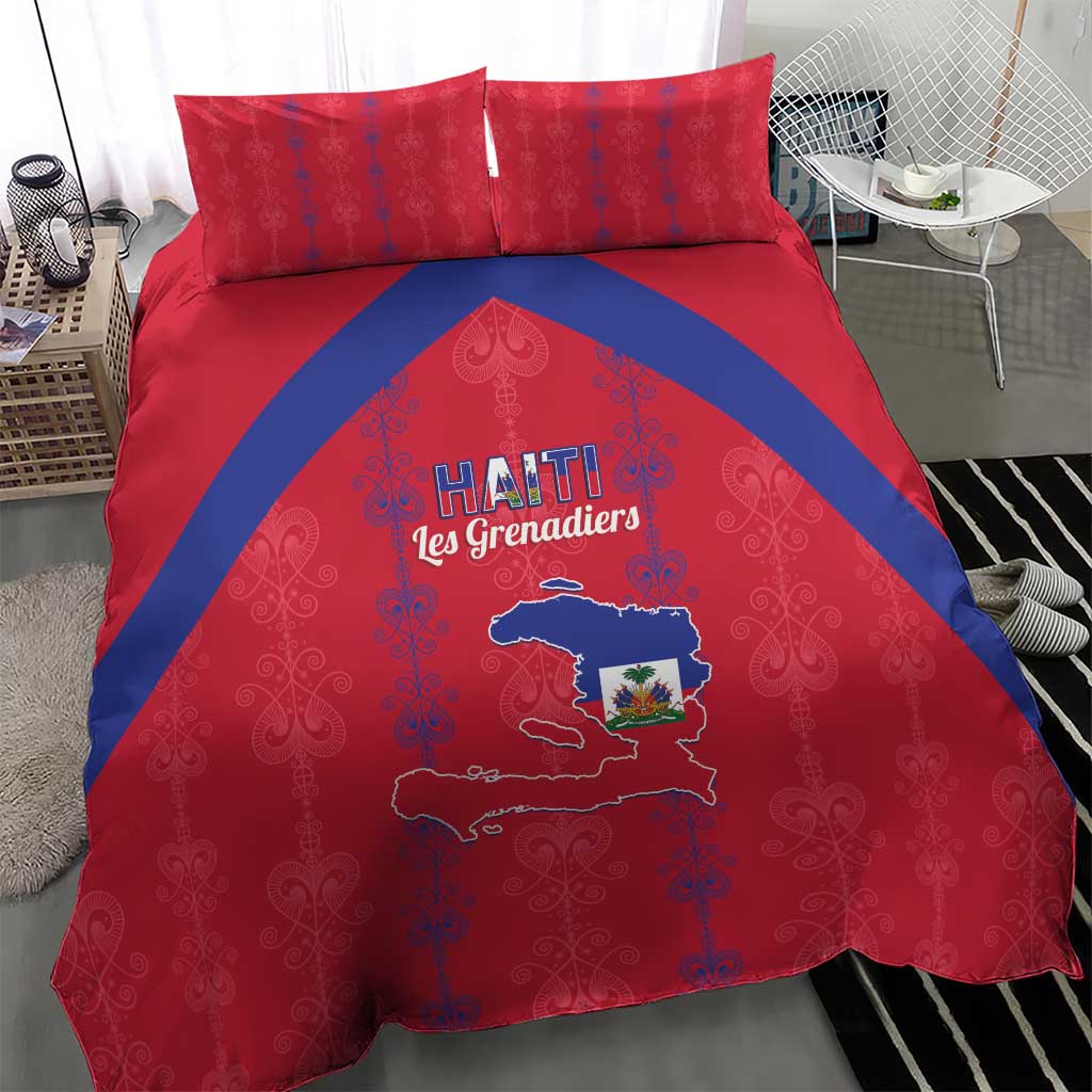 Haiti Football Bedding Set Les Grenadiers Veve Vodou Red - Wonder Print Shop