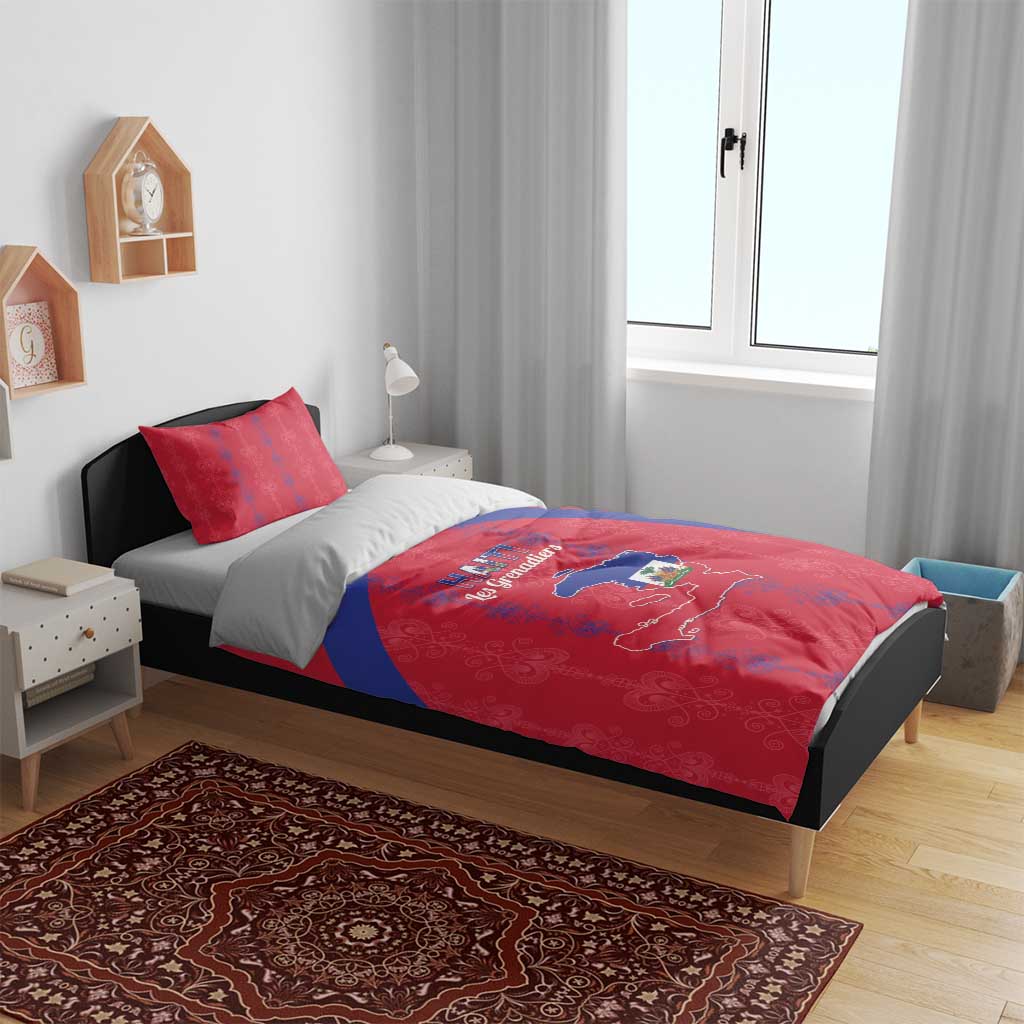 Haiti Football Bedding Set Les Grenadiers Veve Vodou Red - Wonder Print Shop