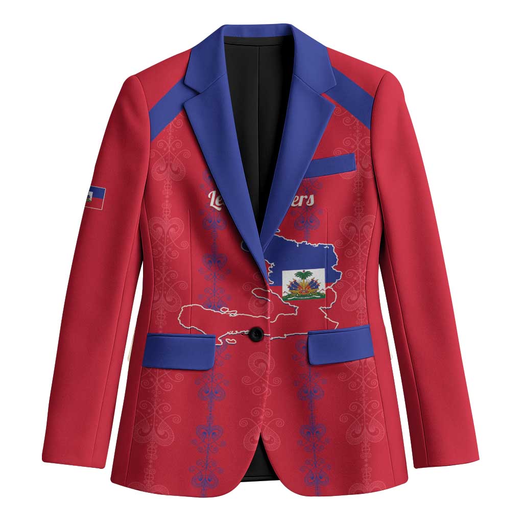 Custom Haiti Football Blazer Les Grenadiers Veve Vodou Red - Wonder Print Shop