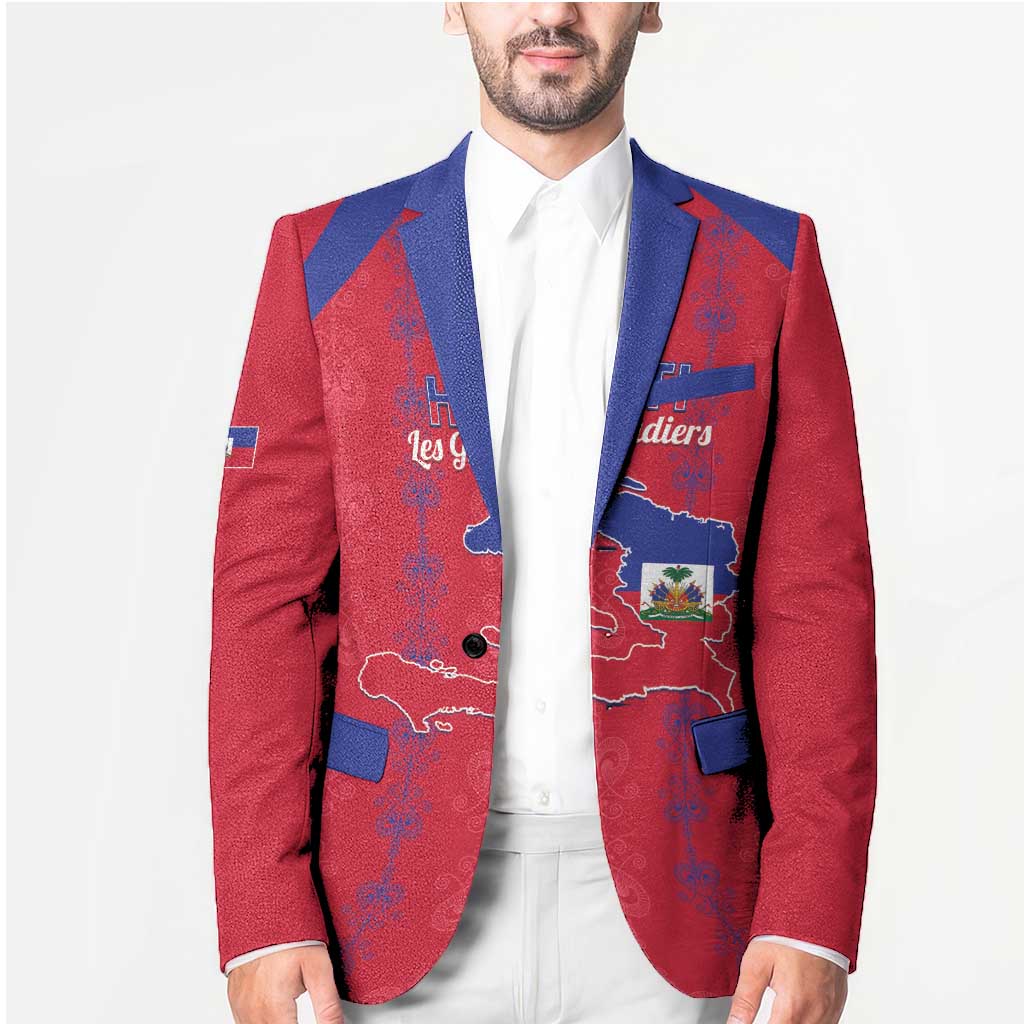 Custom Haiti Football Blazer Les Grenadiers Veve Vodou Red - Wonder Print Shop