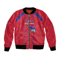 Custom Haiti Football Bomber Jacket Les Grenadiers Veve Vodou Red - Wonder Print Shop