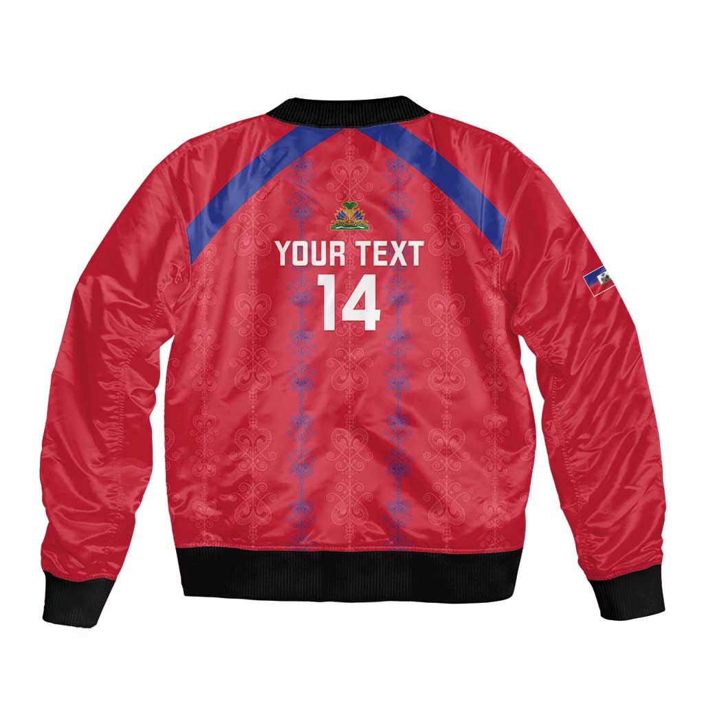 Custom Haiti Football Bomber Jacket Les Grenadiers Veve Vodou Red - Wonder Print Shop