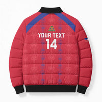 Custom Haiti Football Bomber Puffer Jacket Les Grenadiers Veve Vodou Red - Wonder Print Shop