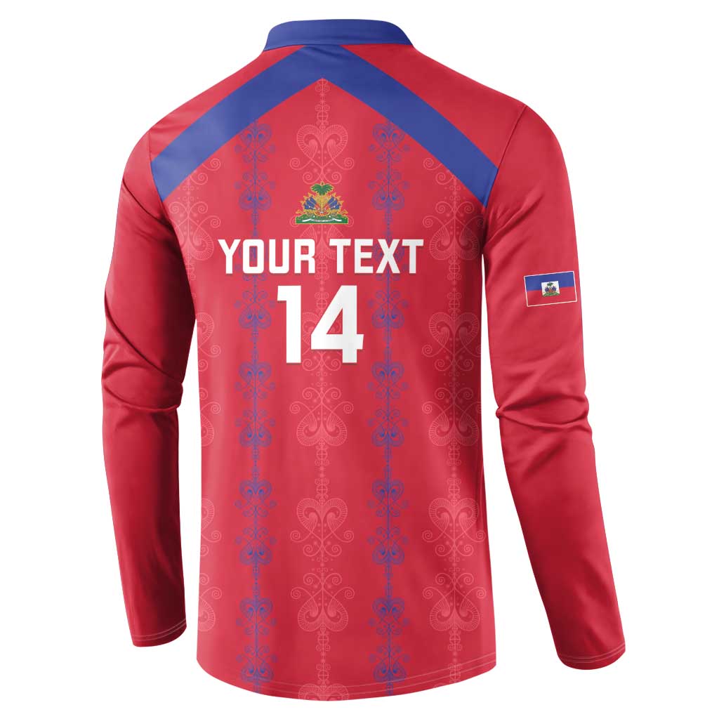 Custom Haiti Football Button Sweatshirt Les Grenadiers Veve Vodou Red - Wonder Print Shop