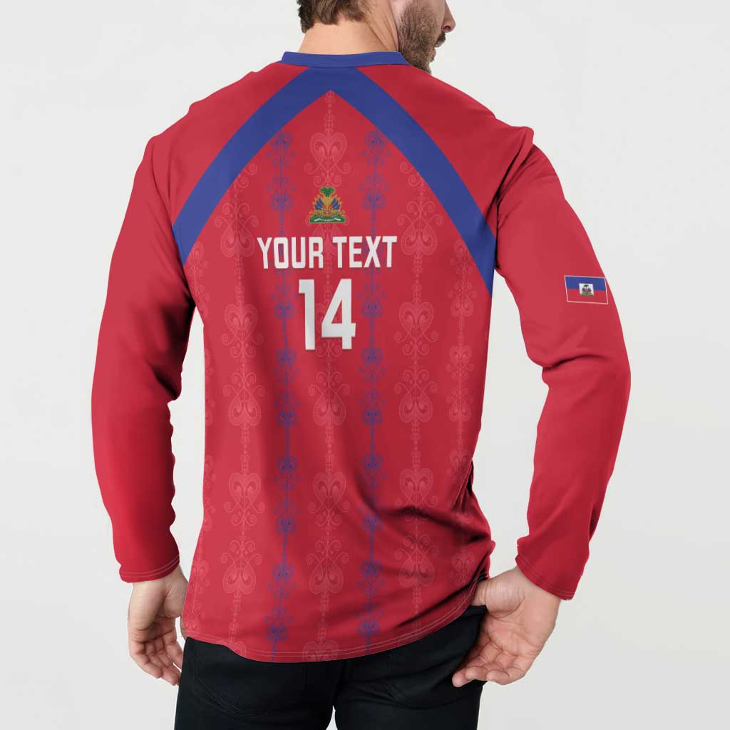 Custom Haiti Football Button Sweatshirt Les Grenadiers Veve Vodou Red - Wonder Print Shop