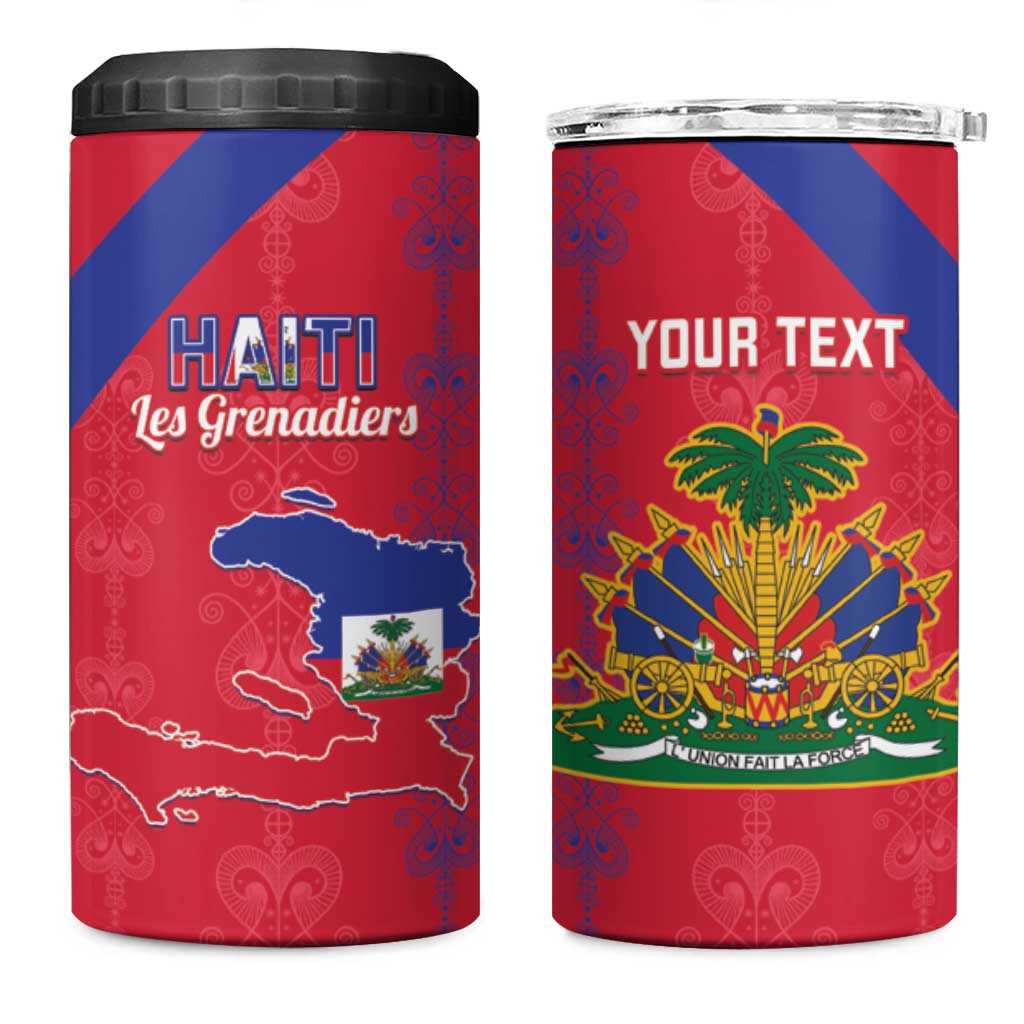 Custom Haiti Football 4 in 1 Can Cooler Tumbler Les Grenadiers Veve Vodou Red - Wonder Print Shop