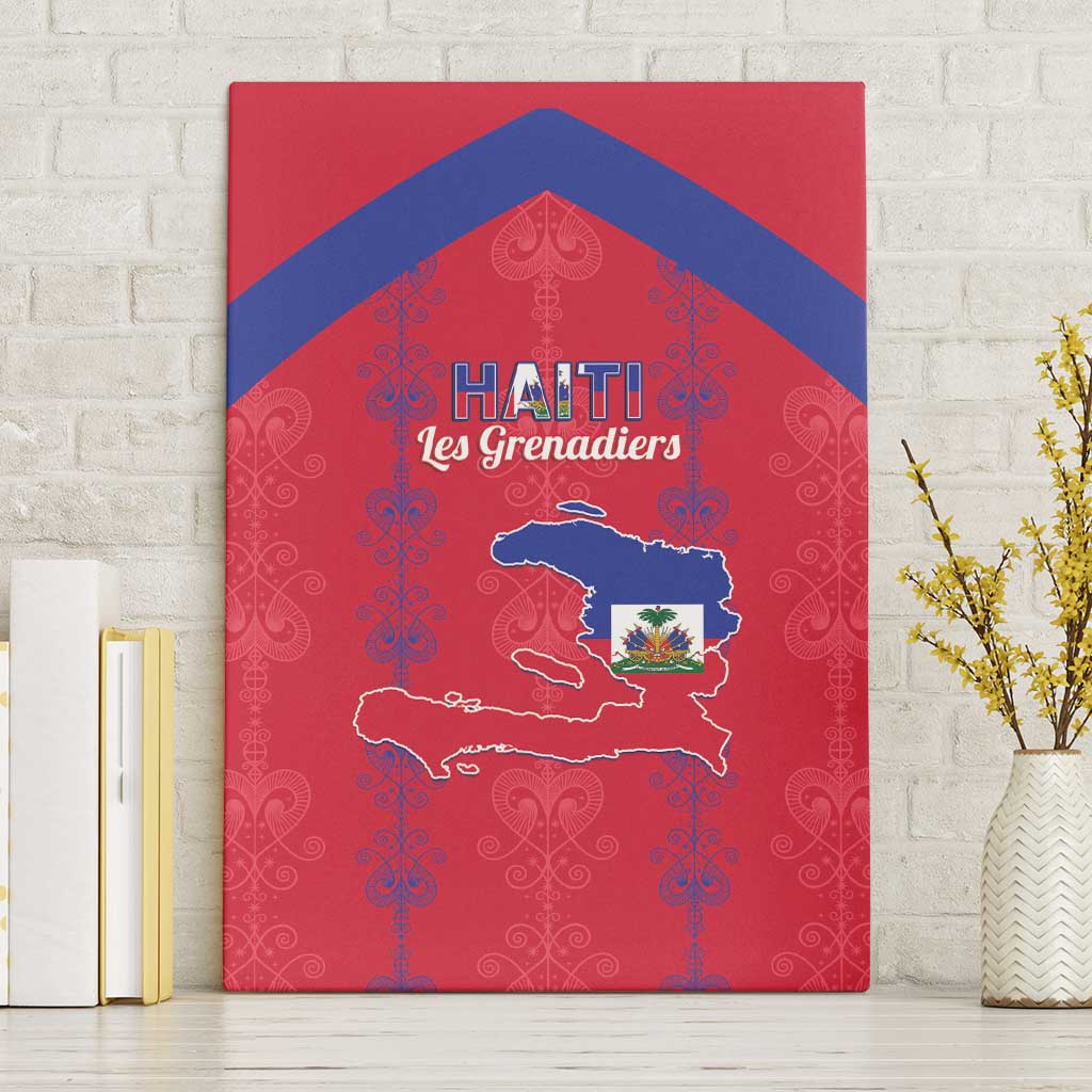Haiti Football Canvas Wall Art Les Grenadiers Veve Vodou Red - Wonder Print Shop