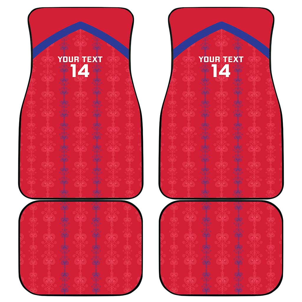 Custom Haiti Football Car Mats Les Grenadiers Veve Vodou Red - Wonder Print Shop