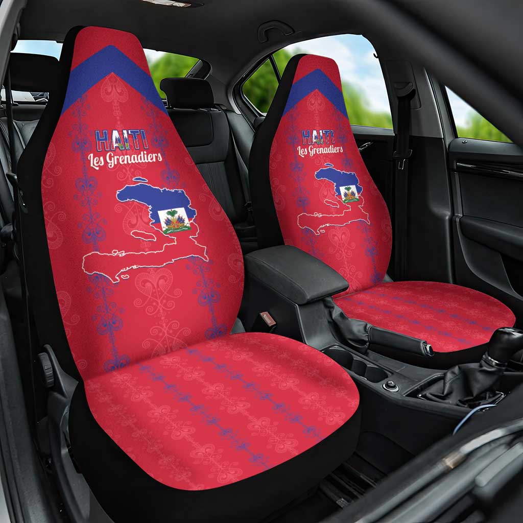 Haiti Football Car Seat Cover Les Grenadiers Veve Vodou Red - Wonder Print Shop