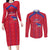 Custom Haiti Football Couples Matching Long Sleeve Bodycon Dress and Long Sleeve Button Shirt Les Grenadiers Veve Vodou Red - Wonder Print Shop