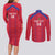 Custom Haiti Football Couples Matching Long Sleeve Bodycon Dress and Long Sleeve Button Shirt Les Grenadiers Veve Vodou Red - Wonder Print Shop