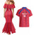 Custom Haiti Football Couples Matching Mermaid Dress and Hawaiian Shirt Les Grenadiers Veve Vodou Red - Wonder Print Shop