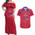 Custom Haiti Football Couples Matching Off Shoulder Maxi Dress and Hawaiian Shirt Les Grenadiers Veve Vodou Red - Wonder Print Shop