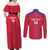 Custom Haiti Football Couples Matching Off Shoulder Maxi Dress and Long Sleeve Button Shirt Les Grenadiers Veve Vodou Red - Wonder Print Shop