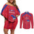 Custom Haiti Football Couples Matching Off Shoulder Short Dress and Long Sleeve Button Shirt Les Grenadiers Veve Vodou Red - Wonder Print Shop