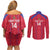 Custom Haiti Football Couples Matching Off Shoulder Short Dress and Long Sleeve Button Shirt Les Grenadiers Veve Vodou Red - Wonder Print Shop