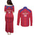 Custom Haiti Football Couples Matching Puletasi and Long Sleeve Button Shirt Les Grenadiers Veve Vodou Red - Wonder Print Shop