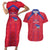 Custom Haiti Football Couples Matching Short Sleeve Bodycon Dress and Hawaiian Shirt Les Grenadiers Veve Vodou Red - Wonder Print Shop