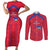 Custom Haiti Football Couples Matching Short Sleeve Bodycon Dress and Long Sleeve Button Shirt Les Grenadiers Veve Vodou Red - Wonder Print Shop