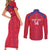 Custom Haiti Football Couples Matching Short Sleeve Bodycon Dress and Long Sleeve Button Shirt Les Grenadiers Veve Vodou Red - Wonder Print Shop