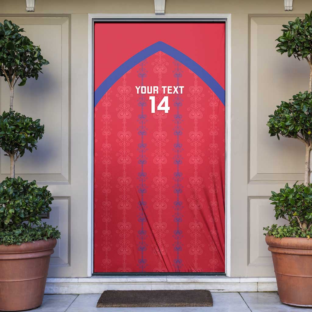 Custom Haiti Football Door Cover Les Grenadiers Veve Vodou Red - Wonder Print Shop