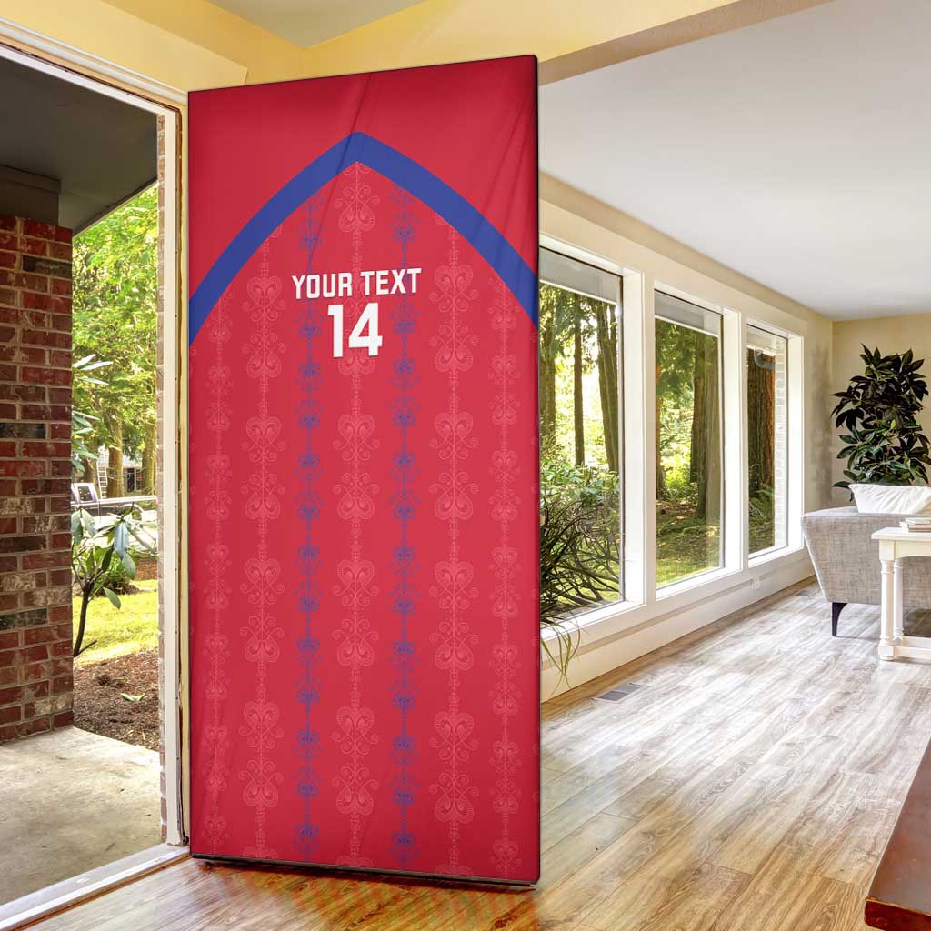 Custom Haiti Football Door Cover Les Grenadiers Veve Vodou Red - Wonder Print Shop