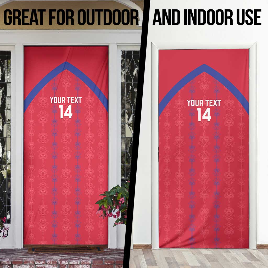 Custom Haiti Football Door Cover Les Grenadiers Veve Vodou Red - Wonder Print Shop