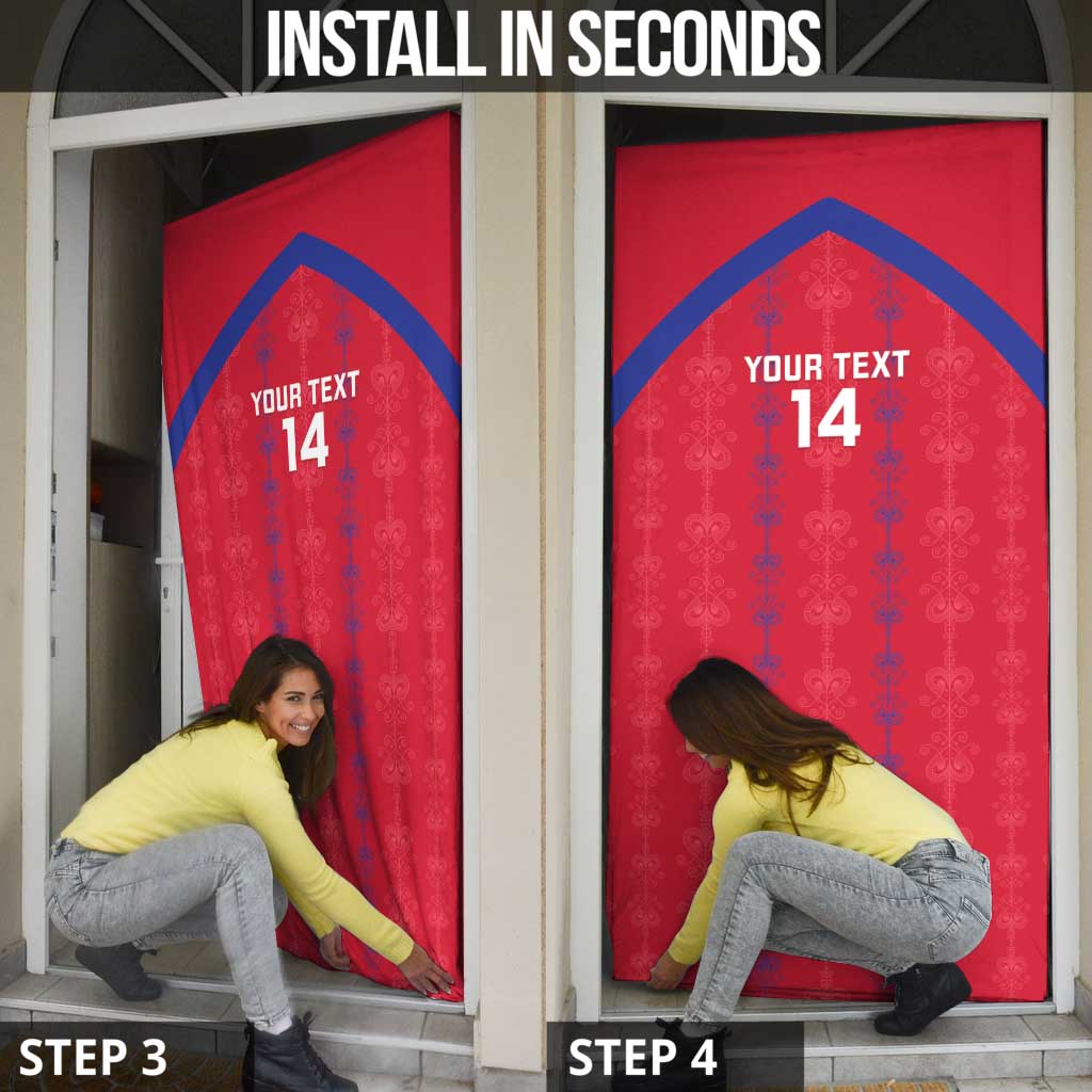 Custom Haiti Football Door Cover Les Grenadiers Veve Vodou Red - Wonder Print Shop