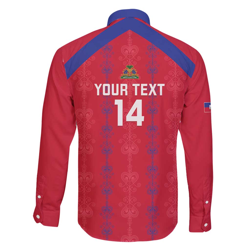 Custom Haiti Football Family Matching Long Sleeve Bodycon Dress and Hawaiian Shirt Les Grenadiers Veve Vodou Red - Wonder Print Shop