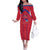 Custom Haiti Football Family Matching Off The Shoulder Long Sleeve Dress and Hawaiian Shirt Les Grenadiers Veve Vodou Red - Wonder Print Shop
