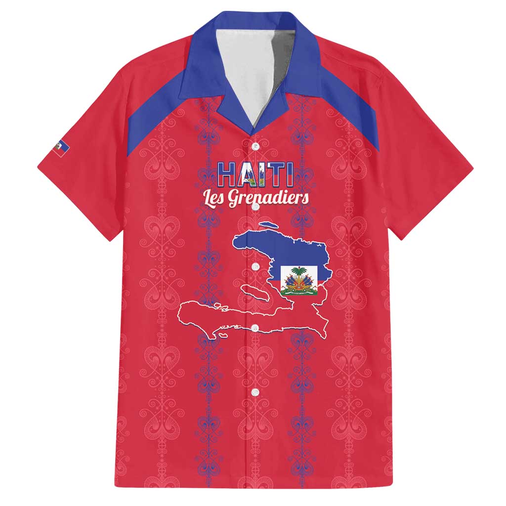 Custom Haiti Football Family Matching Puletasi and Hawaiian Shirt Les Grenadiers Veve Vodou Red - Wonder Print Shop