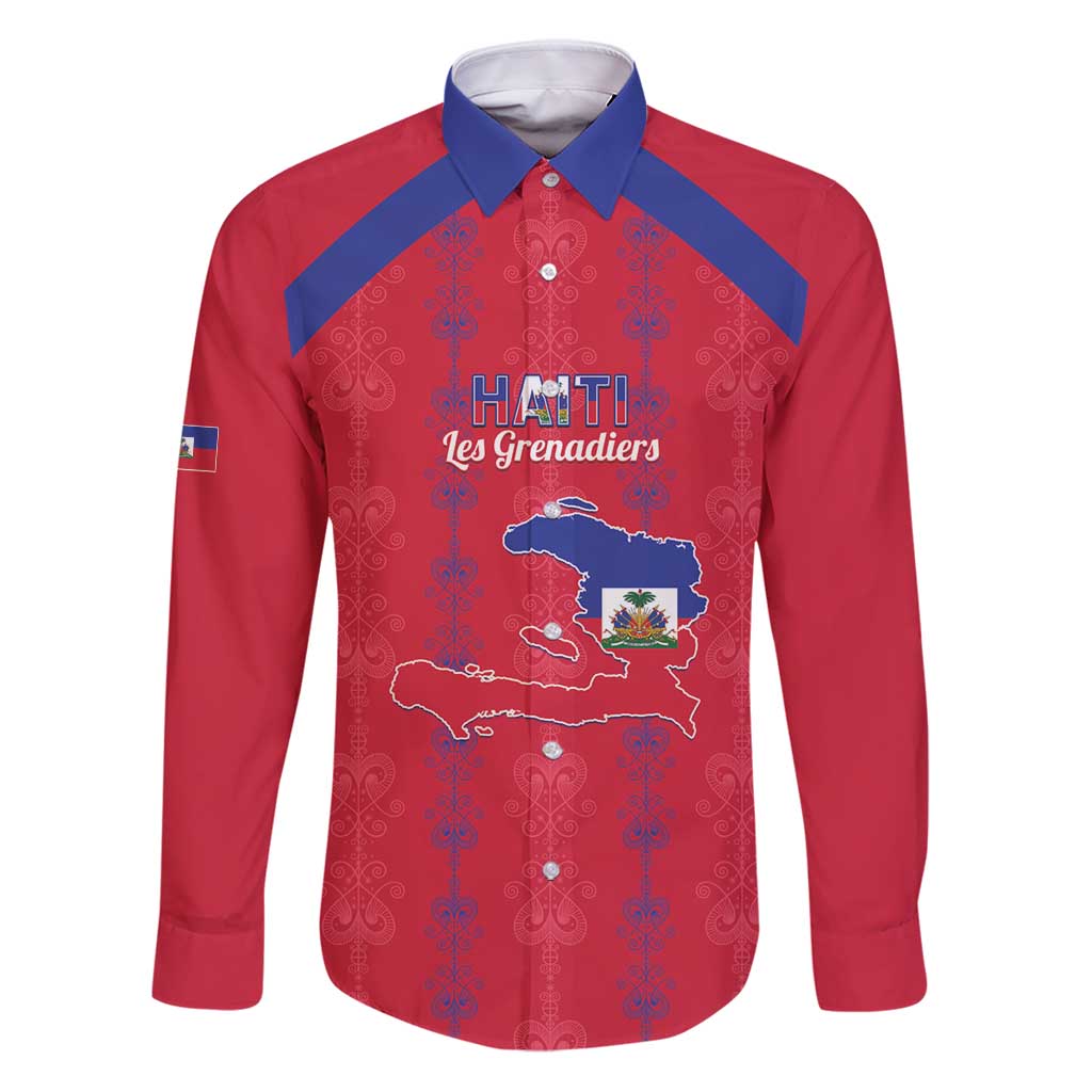 Custom Haiti Football Family Matching Puletasi and Hawaiian Shirt Les Grenadiers Veve Vodou Red - Wonder Print Shop