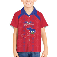 Custom Haiti Football Family Matching Puletasi and Hawaiian Shirt Les Grenadiers Veve Vodou Red - Wonder Print Shop