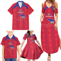 Custom Haiti Football Family Matching Summer Maxi Dress and Hawaiian Shirt Les Grenadiers Veve Vodou Red - Wonder Print Shop