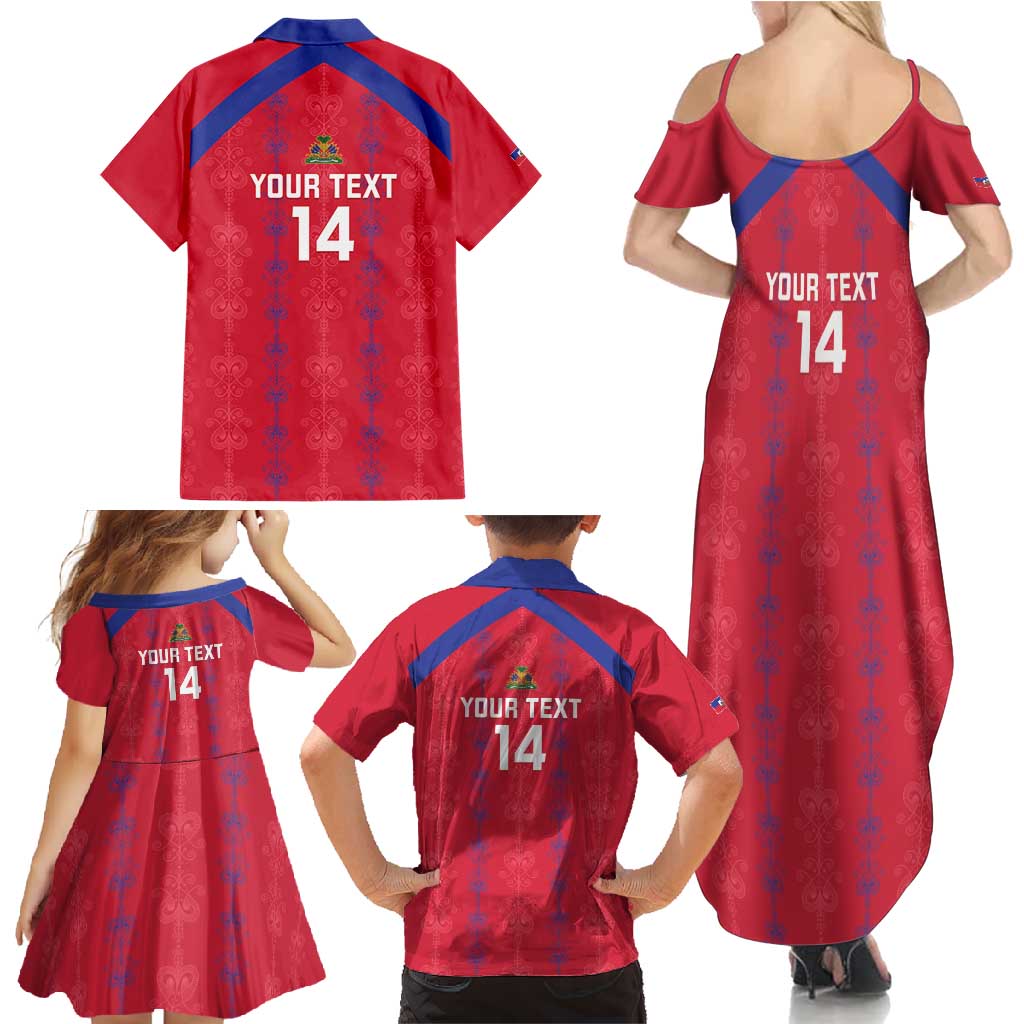 Custom Haiti Football Family Matching Summer Maxi Dress and Hawaiian Shirt Les Grenadiers Veve Vodou Red - Wonder Print Shop
