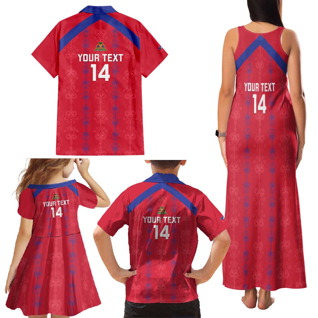 Custom Haiti Football Family Matching Tank Maxi Dress and Hawaiian Shirt Les Grenadiers Veve Vodou Red - Wonder Print Shop