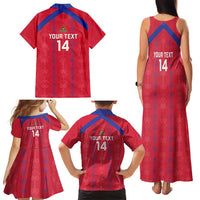 Custom Haiti Football Family Matching Tank Maxi Dress and Hawaiian Shirt Les Grenadiers Veve Vodou Red - Wonder Print Shop