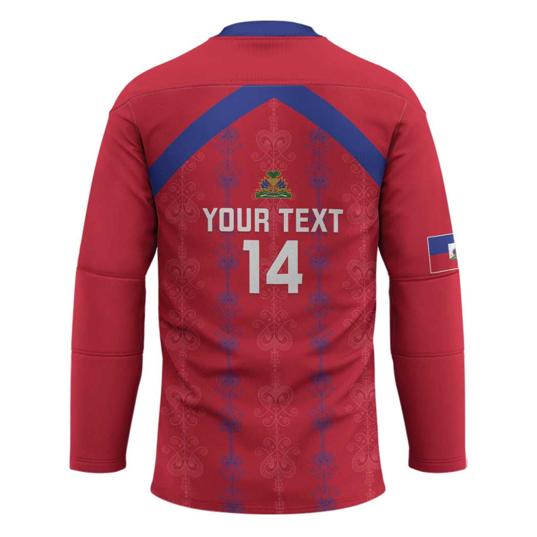 Custom Haiti Football Hockey Jersey Les Grenadiers Veve Vodou Red - Wonder Print Shop