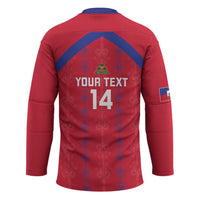 Custom Haiti Football Hockey Jersey Les Grenadiers Veve Vodou Red - Wonder Print Shop