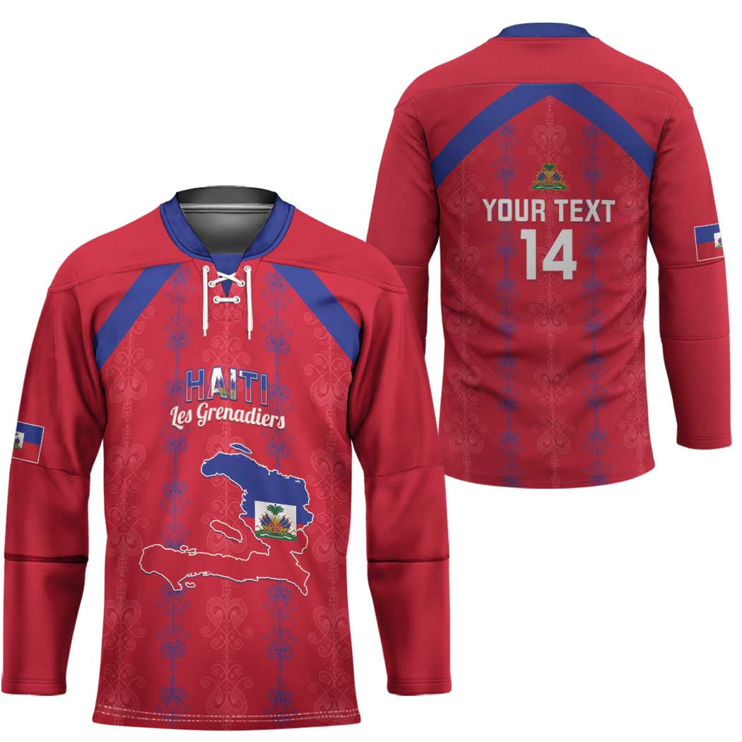 Custom Haiti Football Hockey Jersey Les Grenadiers Veve Vodou Red - Wonder Print Shop
