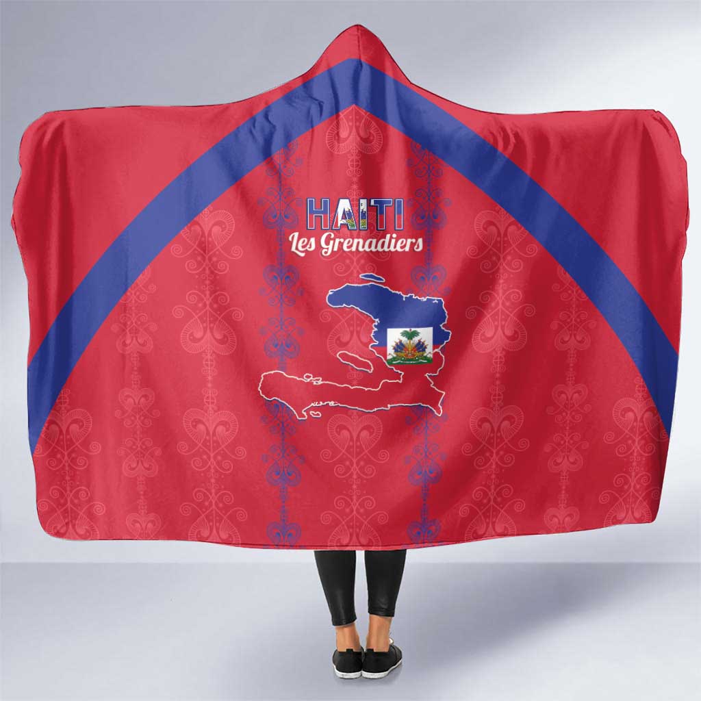 Haiti Football Hooded Blanket Les Grenadiers Veve Vodou Red - Wonder Print Shop