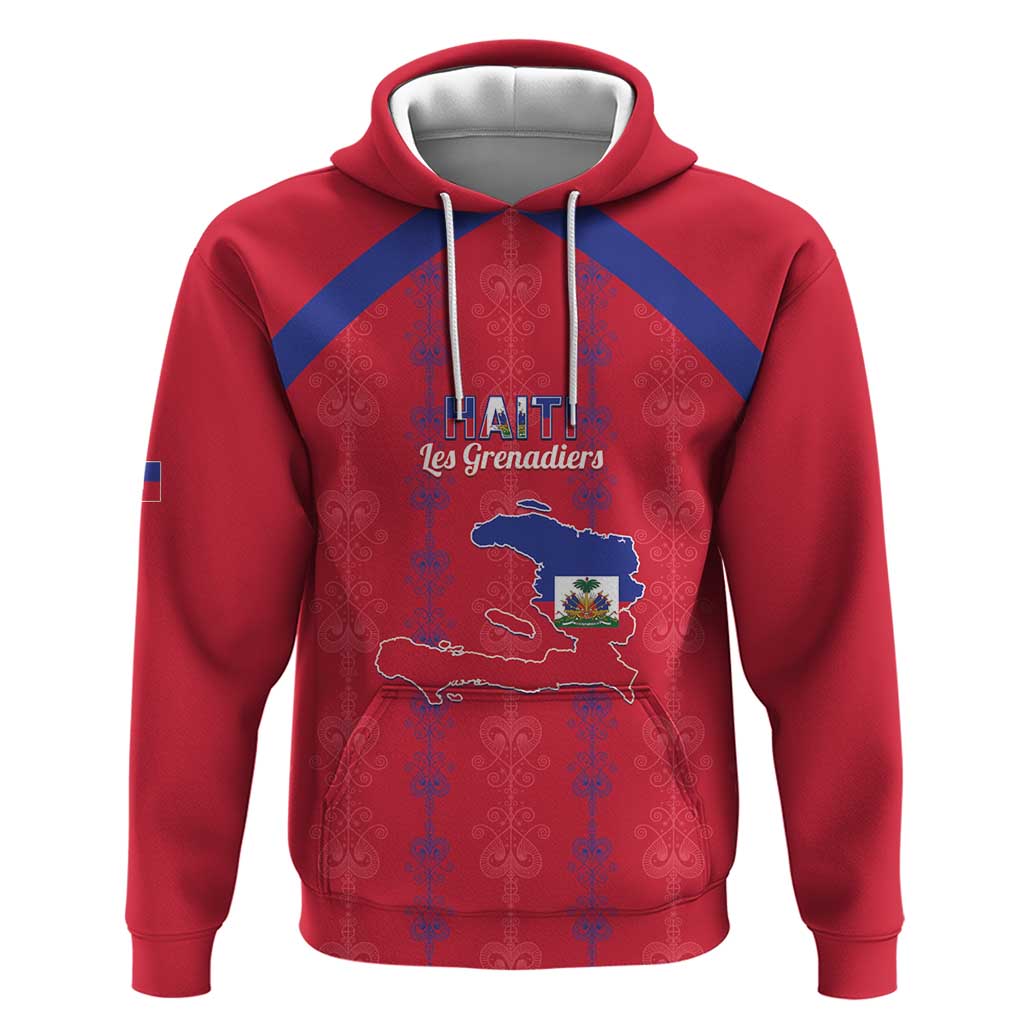 Custom Haiti Football Hoodie Les Grenadiers Veve Vodou Red - Wonder Print Shop