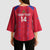 Custom Haiti Football Kimono Sleeve Blouse Les Grenadiers Veve Vodou Red - Wonder Print Shop