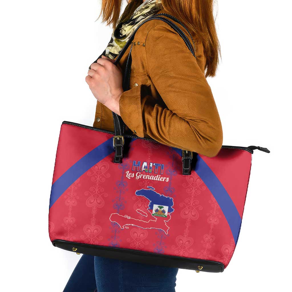 Haiti Football Leather Tote Bag Les Grenadiers Veve Vodou Red - Wonder Print Shop