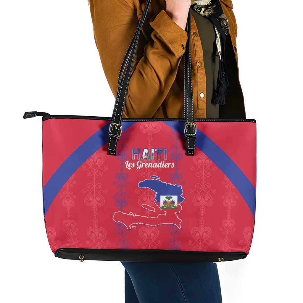 Haiti Football Leather Tote Bag Les Grenadiers Veve Vodou Red - Wonder Print Shop