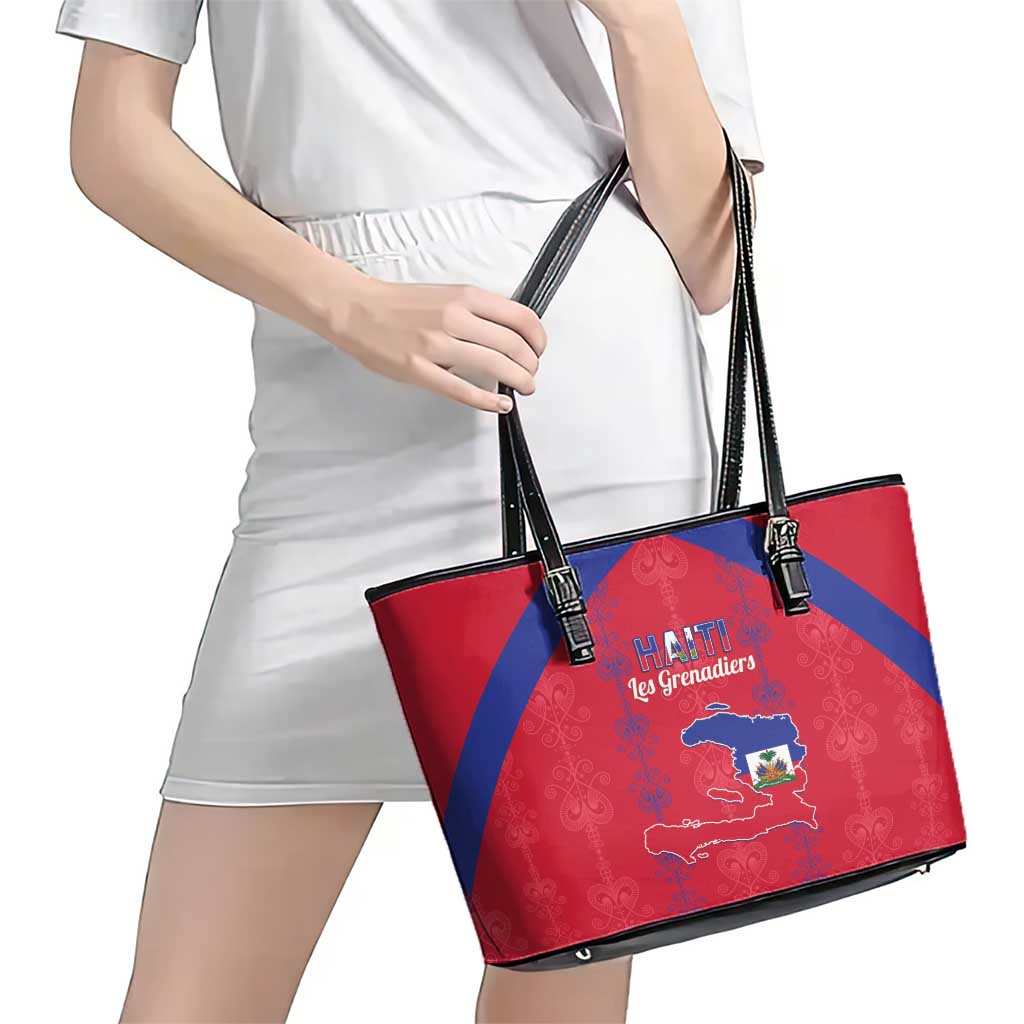 Haiti Football Leather Tote Bag Les Grenadiers Veve Vodou Red - Wonder Print Shop