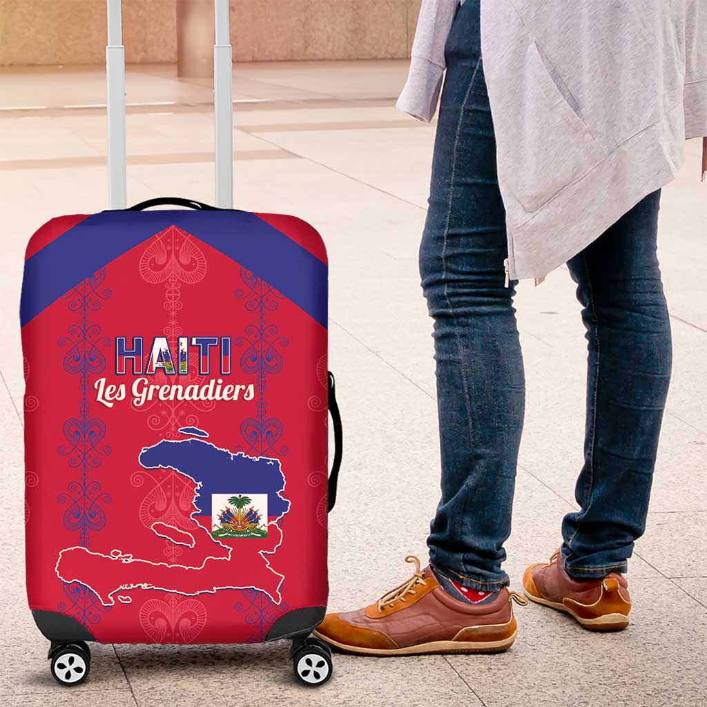 Haiti Football Luggage Cover Les Grenadiers Veve Vodou Red - Wonder Print Shop